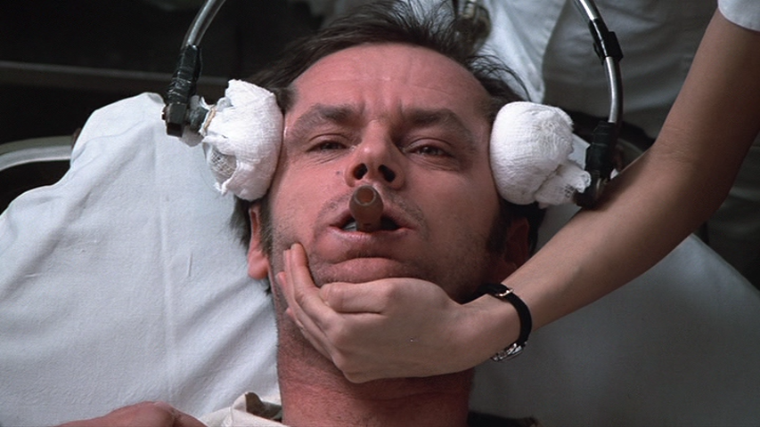 Jack Nicholson as R.P. McMurphy Undergoing Shock Treatment