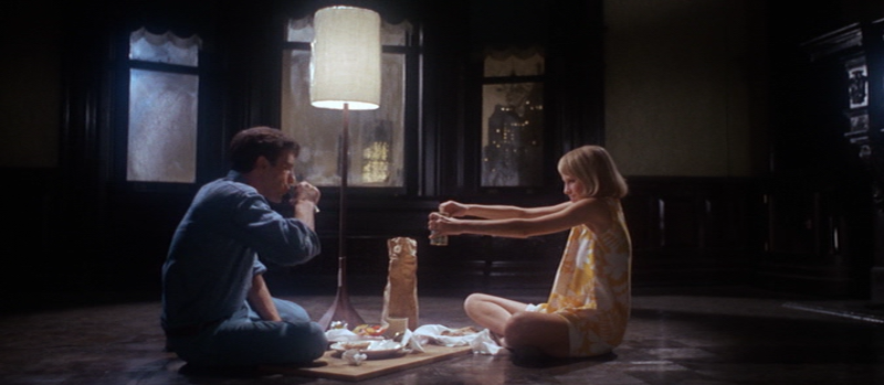 John Cassavetes and Mia Farrow Dinner on the Floor Rosemary's Baby
