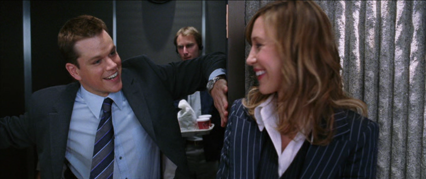Matt Damon and Vera Farmiga's Characters Flirting While Holding Up the Elevator