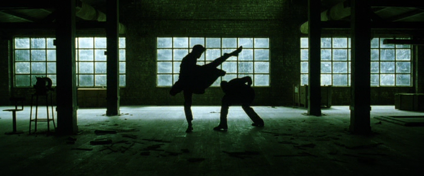 Neo and Agent Smith Fight Hand to Hand in Slow Motion