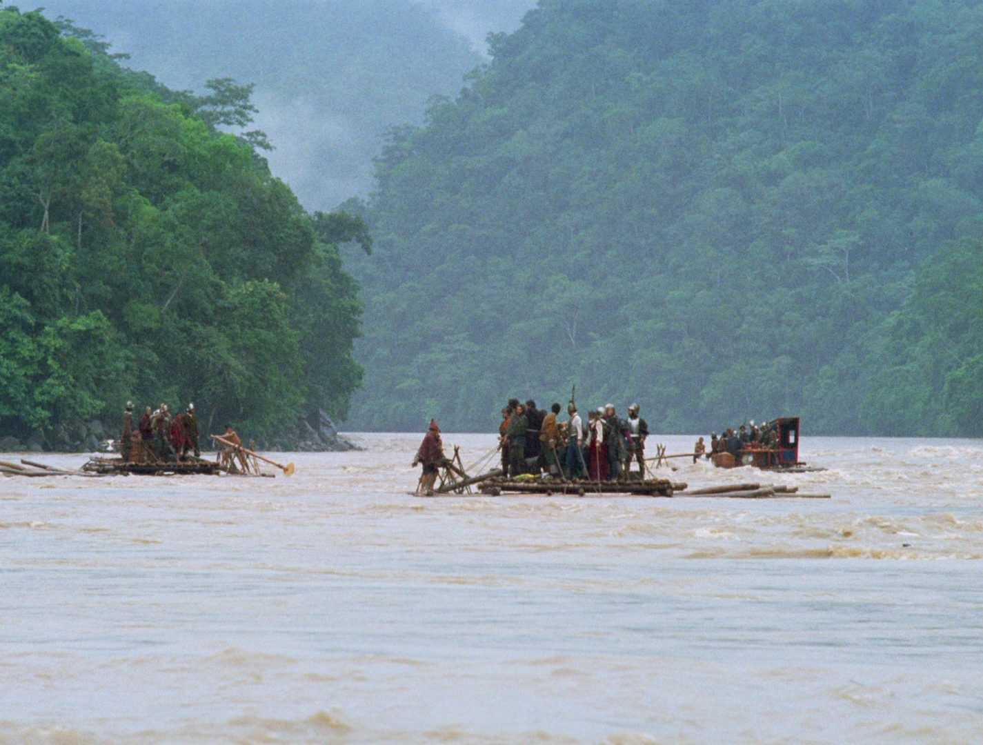 The Party Travels Down the River on Rafts