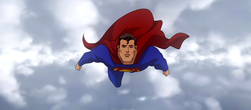 Superman Flying Alone in the Clouds