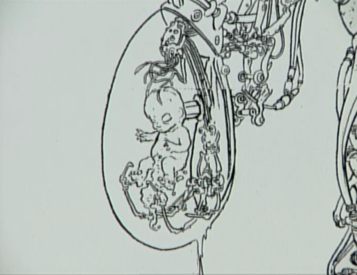 Geoff Darrow Concept Art for the Matrix of a Baby Plugged into the System