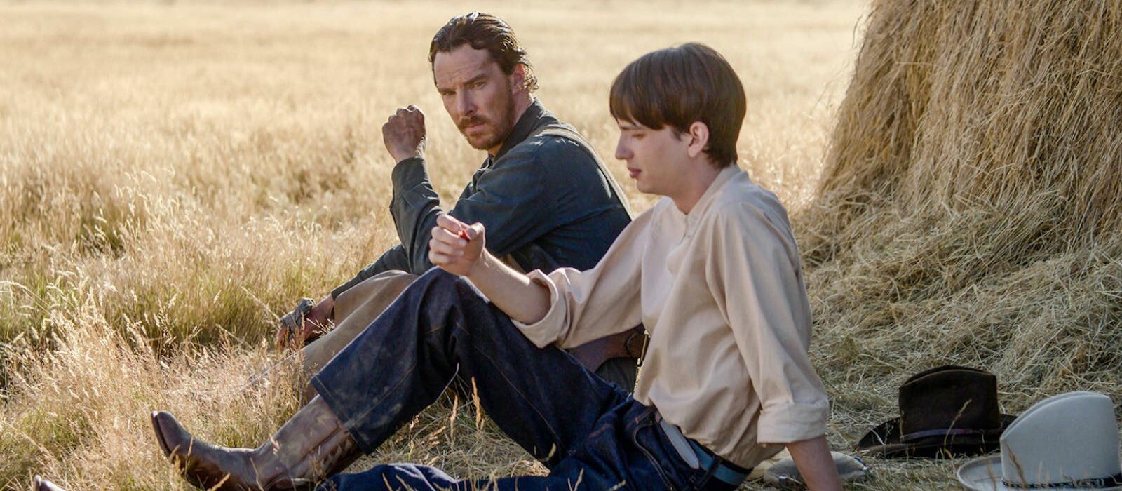 Benedict Cumberbatch and Kodi Smit-McPhee in The Power of the Dog