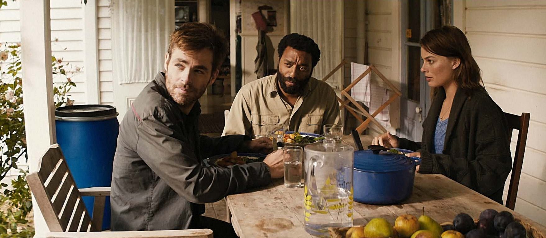 Margot Robbie, Chiwetel Ejiofor, and Chris Pine in Z for Zachariah